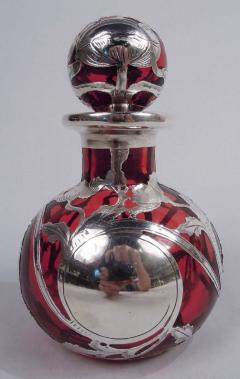 Beautiful Gorham Art Nouveau Classical Red Silver Overlay Perfume - 3772318