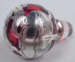 Beautiful Gorham Art Nouveau Classical Red Silver Overlay Perfume - 3772319