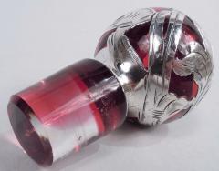 Beautiful Gorham Art Nouveau Classical Red Silver Overlay Perfume - 3772320