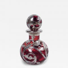 Beautiful Gorham Art Nouveau Classical Red Silver Overlay Perfume - 3817718