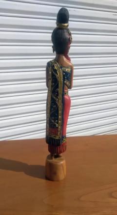 Beautiful Hand Painted Thai Woman Wooden Sculpture - 3877708