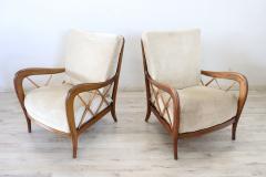 Beautiful Italian Design Cherry Wood Pair of Armchairs by Paolo Buffa 1950s - 2722215