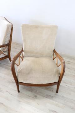 Beautiful Italian Design Cherry Wood Pair of Armchairs by Paolo Buffa 1950s - 2722216