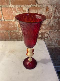 Beautiful Italian Handcrafted Chalice in Red Blown Murano Glass 1970 - 2334995