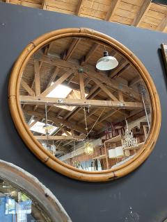 Beautiful Italian Round Bamboo Wall Mirror 1970 - 2343529