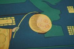 Beautiful Japanese Themed Art Deco Tray in Wood and Glass 1940s - 4526514