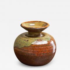 Beautiful Mid Century Red and Green Glazed Studio Pottery Vase 1960s - 4682456