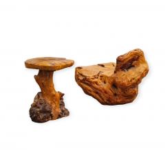Beautiful Organic Finnish Burl Set of a Chair and Side Table Finland 1950s - 4230822