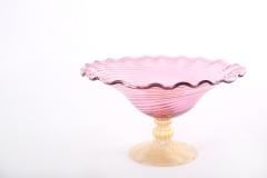 Beautiful Pair Gold Base Pink Murano Glass Decorative Bowl - 1946141