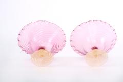 Beautiful Pair Gold Base Pink Murano Glass Decorative Bowl - 1946144