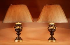Beautiful Pair of Metal Original Patinated Table Lamps Circa 1900  - 3606134