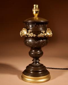 Beautiful Pair of Metal Original Patinated Table Lamps Circa 1900  - 3606140