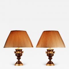 Beautiful Pair of Metal Original Patinated Table Lamps Circa 1900  - 3610844