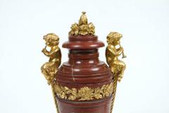 Beautiful Pair of Neoclassical Style Gilt Bronze and Marble Urns - 538137