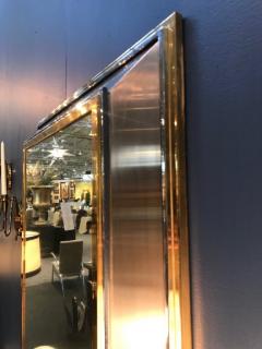 Beautiful modernist brass chrome and brushed steel reactangular mirror - 901488