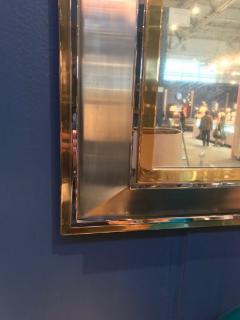 Beautiful modernist brass chrome and brushed steel reactangular mirror - 901490