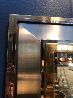 Beautiful modernist brass chrome and brushed steel reactangular mirror - 901491