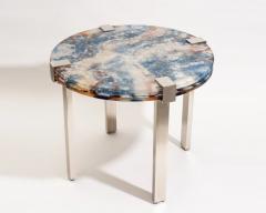 Beautiful pedestal table in resin and nickel plated brass France circa 2000 - 4405894