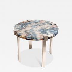 Beautiful pedestal table in resin and nickel plated brass France circa 2000 - 4412091