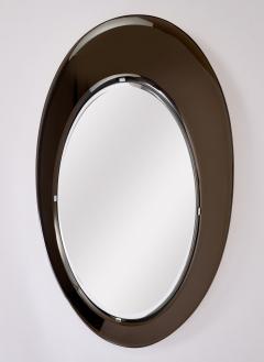Beautifully Formed Smoked Bronze Oval Glass Mirror 1960s - 4543632