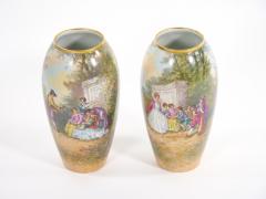 Beautifully Hand Painted Decorated Gilt Gold Scene Detail Decorative Pair Vase - 3338237