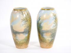 Beautifully Hand Painted Decorated Gilt Gold Scene Detail Decorative Pair Vase - 3338239