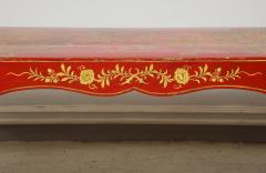 Beautifully Hand Painted Red Lacquered Chinoiserie Cocktail Coffee Table - 1112826