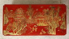 Beautifully Hand Painted Red Lacquered Chinoiserie Cocktail Coffee Table - 1112830