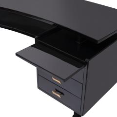 Beautifully Tailored French Desk in Black Lacquer with Brass Pulls 1940s - 4025534