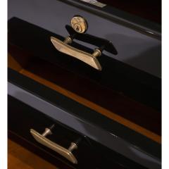 Beautifully Tailored French Desk in Black Lacquer with Brass Pulls 1940s - 4025536