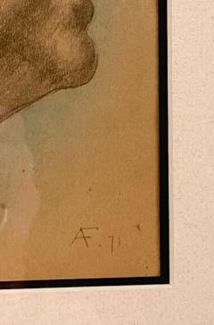 Beaux Arts Pastel Sketch Signed AF 71 France - 2882214