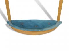 Beech Entryway Console Table with Turquoise Art Glass with Copper Infusions - 4486322