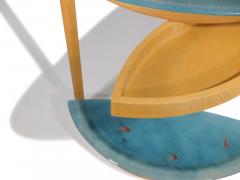 Beech Entryway Console Table with Turquoise Art Glass with Copper Infusions - 4486327