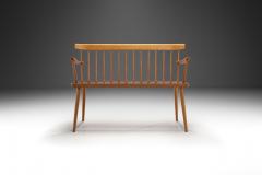 Beech and Teak Wooden Bench Europe Mid 20th Century - 3677299