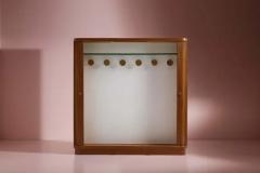 Beech wardrobe with roller shutters glass shelves interior light Italy 1950s - 4135180