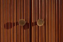 Beech wardrobe with roller shutters glass shelves interior light Italy 1950s - 4135189