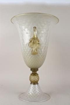 Beige Golden Murano Glass Urn Vase With 24 K Gold Flakes by GABBIANI Italy - 3792749