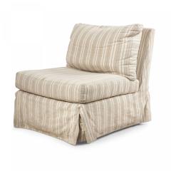 Beige Striped Upholstered Slipper Chairs - 4171719