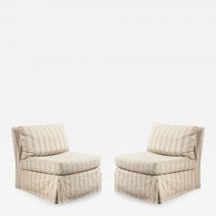 Beige Striped Upholstered Slipper Chairs - 4198976