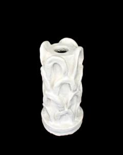 Bela Silva BELA SILVA CONTEMPORARY WHITE MATTE GLAZED STONEWARE CERAMIC ORGANIC VASE - 1551015