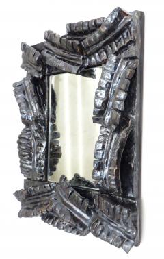 Bela Silva Bela Silva Piece Unique Ceramic Hand Carved Flora Motif Wall Mirror - 1188493