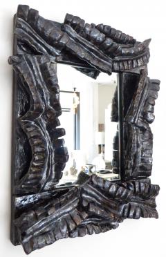 Bela Silva Bela Silva Piece Unique Ceramic Hand Carved Flora Motif Wall Mirror - 1188494