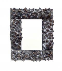 Bela Silva Bela Silva Sculptural Carved Floral Motif Ceramic Wall Mirror - 1188505