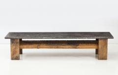 Belgian Bluestone Oak Coffee Table with Shelf France c 1900 - 969836