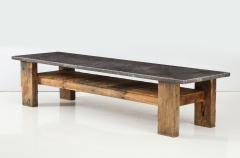 Belgian Bluestone Oak Coffee Table with Shelf France c 1900 - 969837