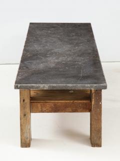 Belgian Bluestone Oak Coffee Table with Shelf France c 1900 - 969841