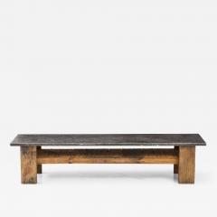 Belgian Bluestone Oak Coffee Table with Shelf France c 1900 - 970399