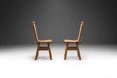 Belgian Brutalist Chairs in Heavy Oak Belgium 1970s - 3458570