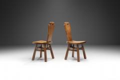 Belgian Brutalist Chairs in Heavy Oak Belgium 1970s - 3458572