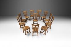 Belgian Brutalist Oak Dining Chairs Belgium 1970s - 2414524